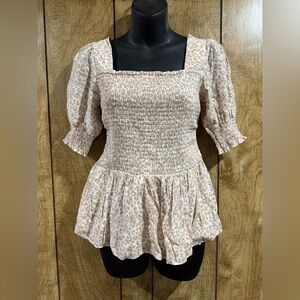 Nine West Summer Blouse Top Leopard Print